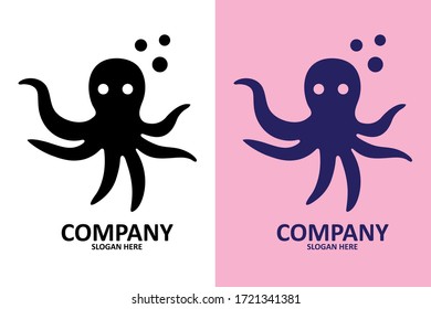 Template for logo, tattoo, label and emblem - Vector illustration of cute octopus silhouette	
