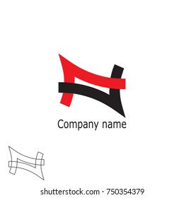 template logo from two shapes in the form of angles red and black. vector EPS10