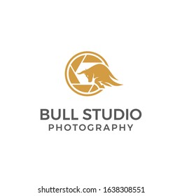 Template logo vector bull camera