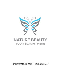 Template logo vector butterfly nature for beauty products