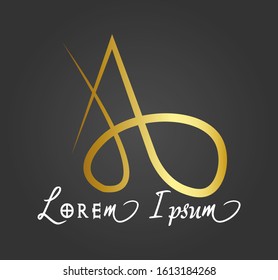 template logo vector design The initial letter "A" is colored in gold on a dark background
