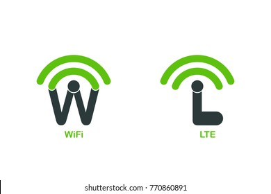Template logo for Wifi and LTE wireless internet services.