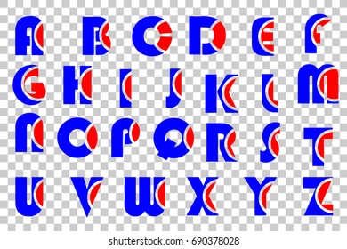 Template Logo for Your Brand, Blue and Red Uppercase Alphabet from A to Z, at Transparent Effect Background