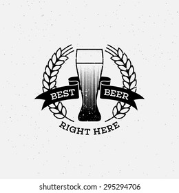 Template for logos, labels, emblems for beer house, bar, pub, brewing company, brewery, tavern, restaurant in grunge style. Vector illustration.