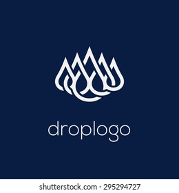 Template for logos, labels, emblems with five intertwined drops. Vector illustration.