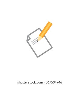 Template for logos, labels and emblems in outline style with pencil and paper.. Vector illustration.