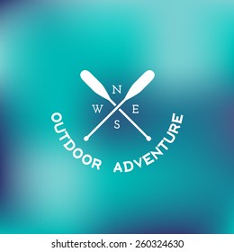 Template for logos, labels and emblems with two paddles and direction of the compass. Vector illustration.