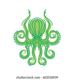 Template for logos, labels and emblems - Vector illustration of octopus