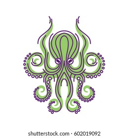 Template for logos, labels and emblems - Vector illustration of octopus