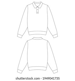Template long sleeve knit polo vector illustration flat sketch design outline