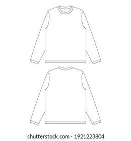 Template long sleeve t-shirt vector illustration flat sketch design outline