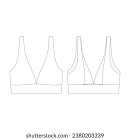 template longline triangle bikini top vector illustration flat design outline clothing collection