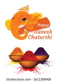 Template with Lord Ganesha background for Ganesh Chaturthi festival of India