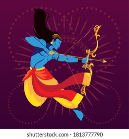 template of the lord Rama with bow and arrow vector illustration design