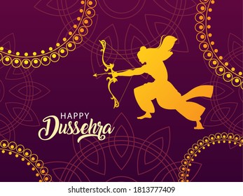 template with lord rama, text happy Dussehra vector illustration design