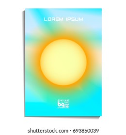 Template, lorem ipsum. The sun shines on a blue background. For poster, banners. Vector illustration. 