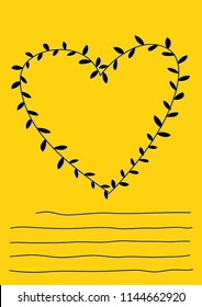 Template of Love Letter with Hearth Vector in yellow background