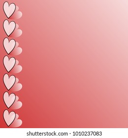 Template for a love notepad with hearts.