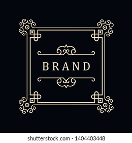 Template for luxury logos, monograms, and labels. Frame with borders for a restaurant, royalty, boutique, hotel, heraldic, jewelry, fashion, and other vector illustration.