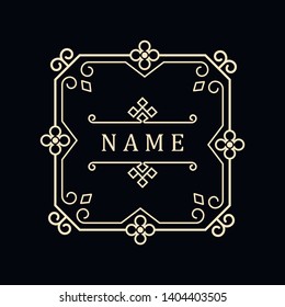 Template for luxury logos, monograms, and labels. Frame with borders for a restaurant, royalty, boutique, hotel, heraldic, jewelry, fashion, and other vector illustration.