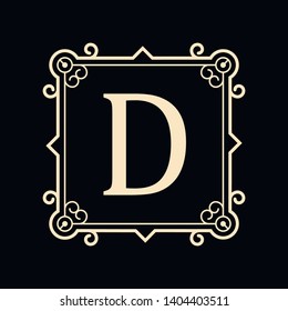 Template for luxury logos, monograms, and labels. Frame with borders for a restaurant, royalty, boutique, hotel, heraldic, jewelry, fashion, and other vector illustration.