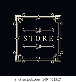Template for luxury logos, monograms, and labels. Frame with borders for a restaurant, royalty, boutique, hotel, heraldic, jewelry, fashion, and other vector illustration.