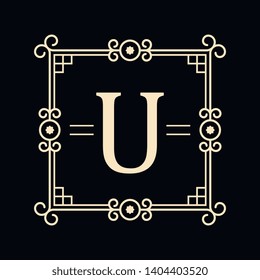 Template for luxury logos, monograms, and labels. Frame with borders for a restaurant, royalty, boutique, hotel, heraldic, jewelry, fashion, and other vector illustration.
