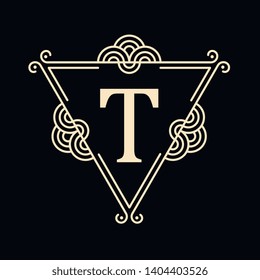 Template for luxury logos, monograms, and labels. Frame with borders for a restaurant, royalty, boutique, hotel, heraldic, jewelry, fashion, and other vector illustration.