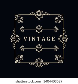 Template for luxury logos, monograms, and labels. Frame with borders for a restaurant, royalty, boutique, hotel, heraldic, jewelry, fashion, and other vector illustration.