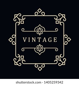 Template for luxury logos, monograms, and labels. Frame with borders for a restaurant, royalty, boutique, hotel, heraldic, jewelry, fashion, and other vector illustration.