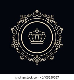 Template for luxury logos, monograms, and labels. Frame with borders for a restaurant, royalty, boutique, hotel, heraldic, jewelry, fashion, and other vector illustration.