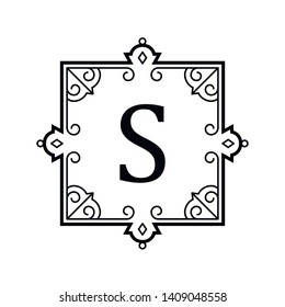 Template for luxury logos, monograms, and labels. Frame with borders for a restaurant, royalty, boutique, hotel, heraldic, jewelry, fashion, and other vector illustration.