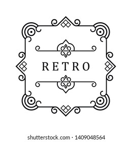 Template for luxury logos, monograms, and labels. Frame with borders for a restaurant, royalty, boutique, hotel, heraldic, jewelry, fashion, and other vector illustration.