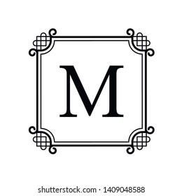 Template for luxury logos, monograms, and labels. Frame with borders for a restaurant, royalty, boutique, hotel, heraldic, jewelry, fashion, and other vector illustration.