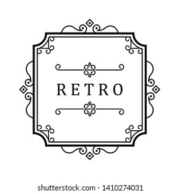 Template for luxury logos, monograms, and labels. Frame with borders for a restaurant, royalty, boutique, hotel, heraldic, jewelry, fashion, and other vector illustration.