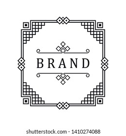 Template for luxury logos, monograms, and labels. Frame with borders for a restaurant, royalty, boutique, hotel, heraldic, jewelry, fashion, and other vector illustration.