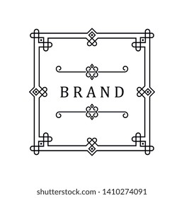 Template for luxury logos, monograms, and labels. Frame with borders for a restaurant, royalty, boutique, hotel, heraldic, jewelry, fashion, and other vector illustration.