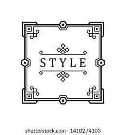 Template for luxury logos, monograms, and labels. Frame with borders for a restaurant, royalty, boutique, hotel, heraldic, jewelry, fashion, and other vector illustration.