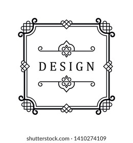 Template for luxury logos, monograms, and labels. Frame with borders for a restaurant, royalty, boutique, hotel, heraldic, jewelry, fashion, and other vector illustration.