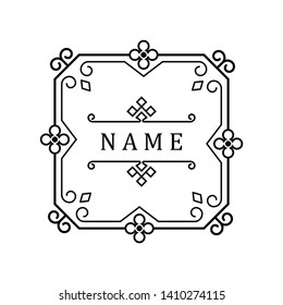 Template for luxury logos, monograms, and labels. Frame with borders for a restaurant, royalty, boutique, hotel, heraldic, jewelry, fashion, and other vector illustration.