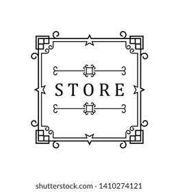 Template for luxury logos, monograms, and labels. Frame with borders for a restaurant, royalty, boutique, hotel, heraldic, jewelry, fashion, and other vector illustration.