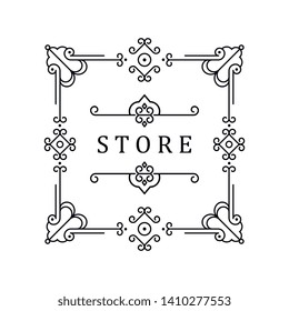 Template for luxury logos, monograms, and labels. Frame with borders for a restaurant, royalty, boutique, hotel, heraldic, jewelry, fashion, and other vector illustration.