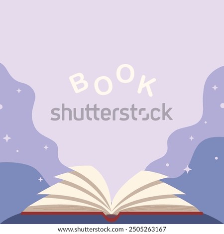 Template magic book, Concept of reading and literature. Education and knowledge vector concept. Banner books concept.