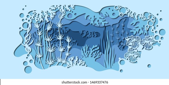 template for making a lamp or postcard. vector image for laser cutting and plotter printing. fauna with marine animals.