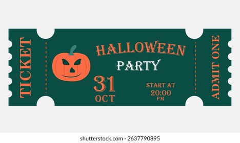 The template for making a ticket for Halloween. A one-person ticket. Halloween ticket. Vector illustration