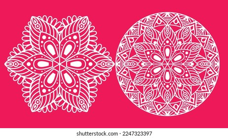 Template of Mandala Circular Pattern, Decorative Ornament, Henna Motif, Floral Flower Sign Symbol, Islam, Arabic, Asian, Turkish, Pakistan, Chinese, Moroccan, Ottoman Motif