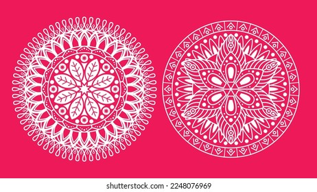 Template of Mandala Circular Pattern, Decorative Ornament, Henna Motif, Floral Flower Sign Symbol, Islam, Arabic, Asian, Turkish, Pakistan, Chinese, Moroccan.