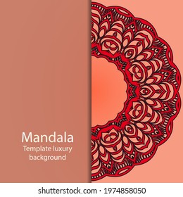 Template with Mandala for Invitation or wedding card. Vector illustatration.