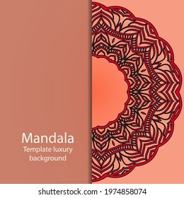 Template with Mandala for Invitation or wedding card. Vector illustatration.