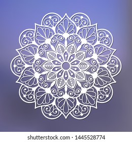 Template of mandala for laser cutting. Circular openwork ornament.Stencil mandala for decor.Gradient background. Vector illustration.